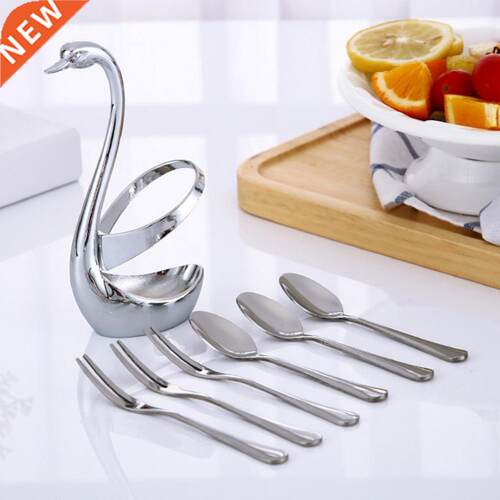 Tableware Cutlery Stainless Steel Fork 1/7Pcs Swan Shape