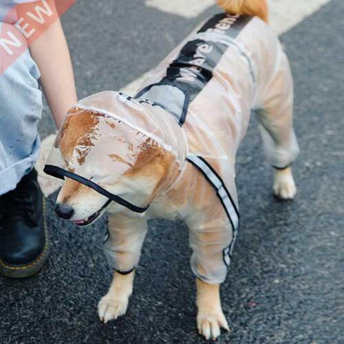 Dog Waterproof Raincoat Jumpsuit Reflective Rain Coat