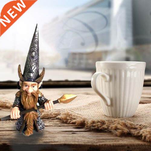 Elf Dwarf Holding a Spear Desktop Ornaments Decor Creative S