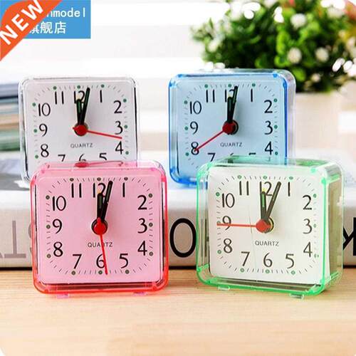 Square Small Bed Alarm Clock Transparent Case Compact Travel
