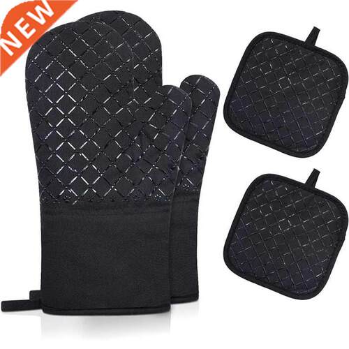 Oven Mtts Pot Holders Sets 4Pcs, 500°F Hgh Heat Resstant