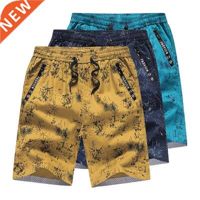 Shorts Men Casual Beach Shorts 100% Cotton Print Summer Brea