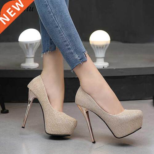 Gold Hgh Heels platform heels shoes woman pumps women shoes