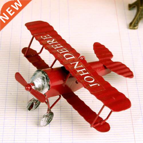 Vintage Biplane Model Mini Figurines for Home Decor Metal Ir