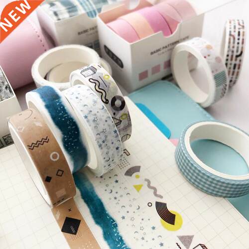 5 Rolls Grid Washi Tape Set Decorative Adhesive Springs Pape