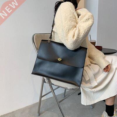 2022 Vintage Solid Big Briefcase Shoulder Bags For Women Lar