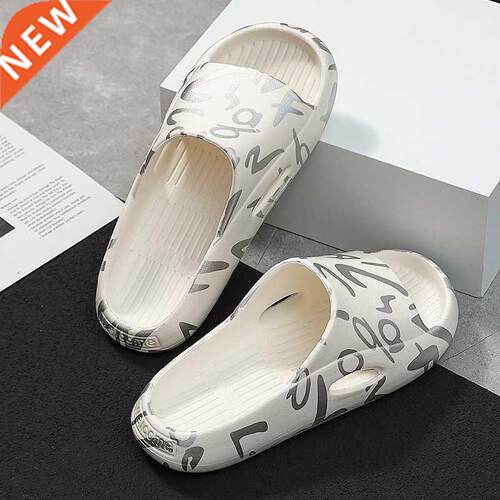 Summer EVA Men's Slippers Flip Flops Printing Alphabet Sanda