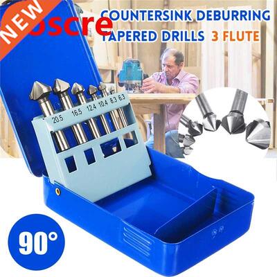 6Pcs 3 Flute 90 Degree HSS Titanium Chamfering End Mill Cutt