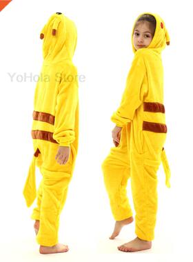 Yellow Cartoon Pikachu Pajama Kids Animal Onesie Winter Flan