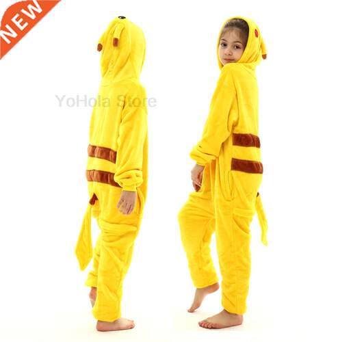 Yellow Cartoon Pikachu Pajama Kids Animal Onesie Winter Flan