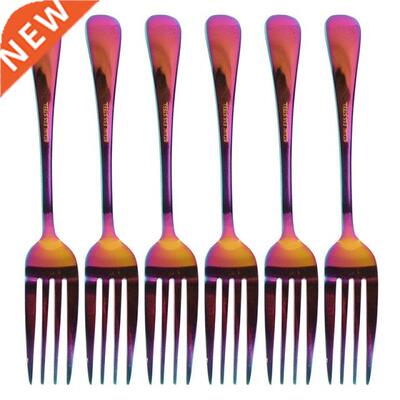 Stainless Steel Table Forks Set, 6Pcs Rainbow Color Stainles