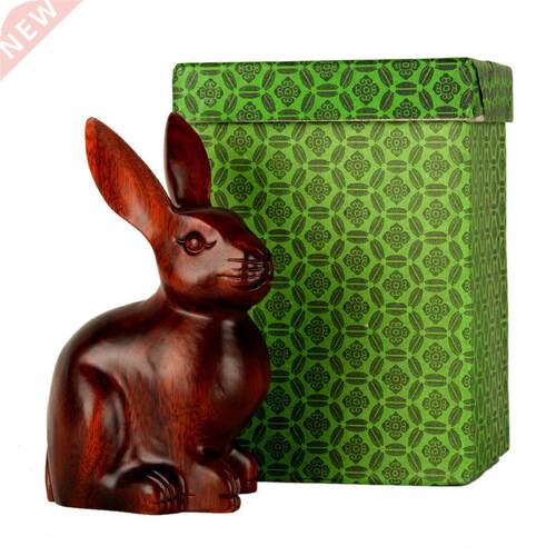 Peach Wood Rabbit Decoration Feng Shui Rabbit Wood Carving