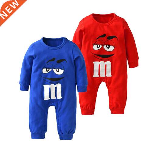 Newborn Baby Boys Girls Romper Cartoon Print Cotton Long Sle