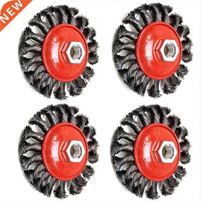 4 PCS 4inch 100mm Knotted Bench Steel Wire Brush Rust Remova