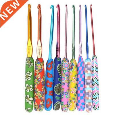 9Pcs Crochet Hook Set with Ergonomic Handles Needles DIY Cra
