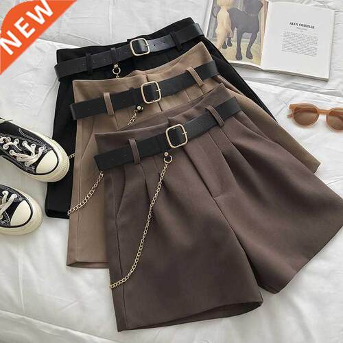 2022 New Casual Comfortable Elegant Wild Shorts With Belt Wo