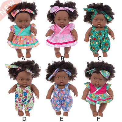 Vinyl Reorn lack ay with Curly Hair Simulation Doll