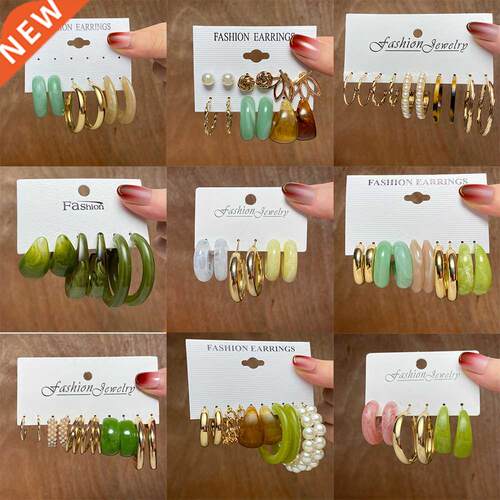 Fashion Leopard Acrylic Hoop Earrings Set For Women Geometir