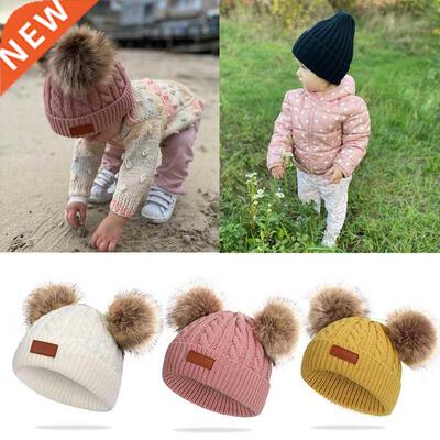 Candy Color Baby Hat Cute Pompom Children Cap Warm Autumn Wi