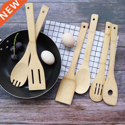 1PC Bamboo Wooden Spoons Spatulas Set Heat Resistant Non
