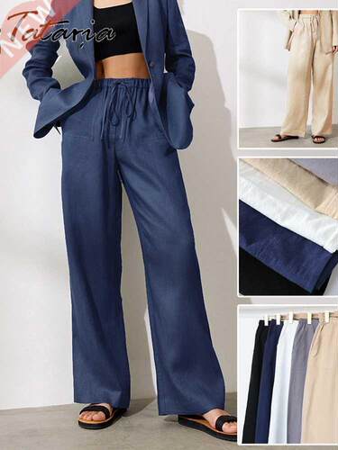 Women's Cotton Pants Gray High Waisted Harem Loose Soft Elas
