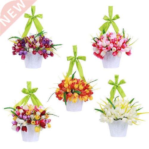 Artificial Tulip Hanging Flower Bucket Garland for M's