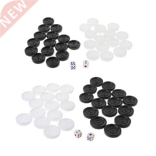 OOTDTY 30pcs Black & White Backgammon Chess Plastic