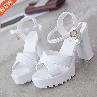 Women Fish Mouth Platform High Heels Wedges Buckle Slope San