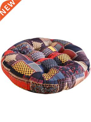 Cotton and Linen Futon Hip Cushion Thick Fabric round Retro