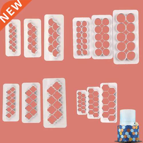 3pcs Plastic Cutting Molds Hexagon/Round/Square/Fish Scales
