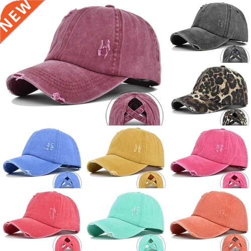 Women Vintage Washed Cotton Baseball Cap Sunscreen Distresse