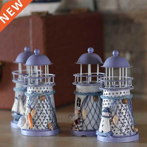 1PCs Creative Candle Holders Mediterranean Lighthouse Iron