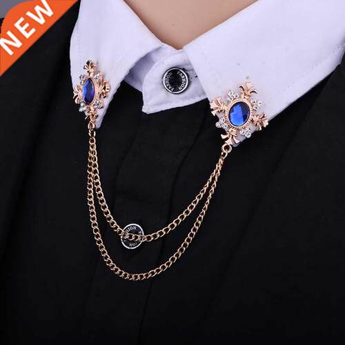 Fashion Tassel Crystal Cross Chain Brooch Women's Shirt Coll