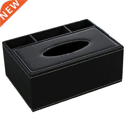 Leather Tissue Box Remote Control Holder Multifunctional Des