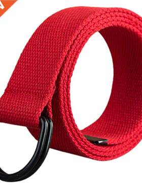 2022 WJCB01 Double D ring canvas Belt men cotton webbin