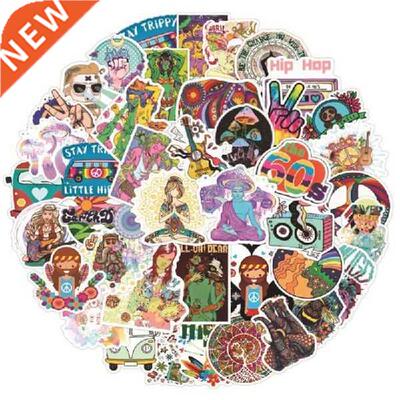 50Pcs Retro Hippies Stickers Waterproof Laptop Skateboard