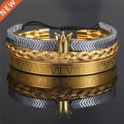 Luxury Roman Royal Crown Charm Bracelet Couple Jewelry Gift