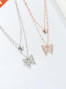 Kawiia S925 Sterling Silver Gold Plated Double Butterfly Nec