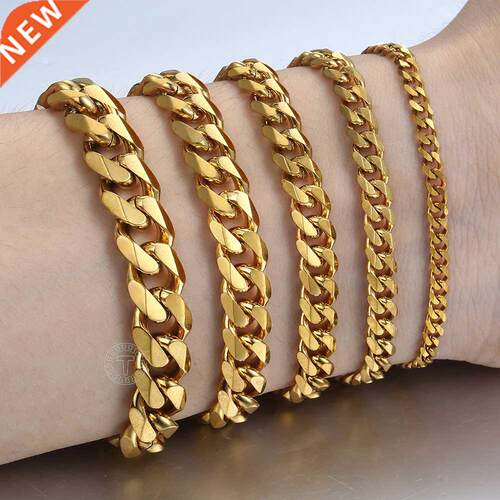 Women's Men's Bracelet Stainless Steel Cuban Link Chain Brac