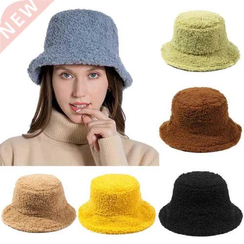 2021 New Hats for Women Autumn Winter Bucket Hats Lamb Plush