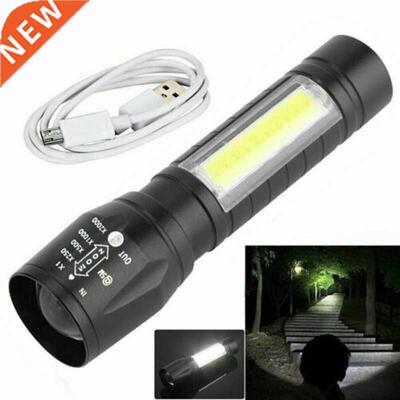 Waterproof Portable T6 COB LED Tactical USB Rechargeable  M