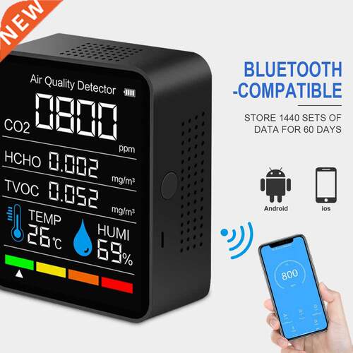 With Bluetooth 5 in1 CO2 Meter Digital Temperature Humidity