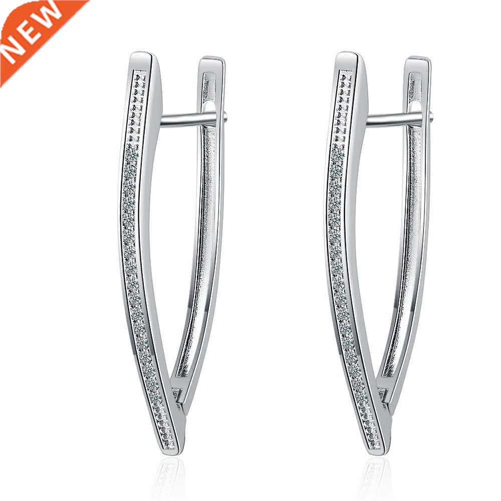New 925 Sterling Silver Earrings V-Shaped Irregular Triangle