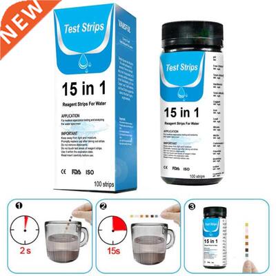 100 Pcs Water Test Strips 15-in-1 Aquarium Water Quality Tes