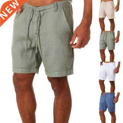 Puimentiua Solid Shorts Men's Casual Fashion Flax Hi