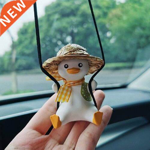 Car Pendant Duck Aromatherapy Car Ornaments Straw Hat Swing
