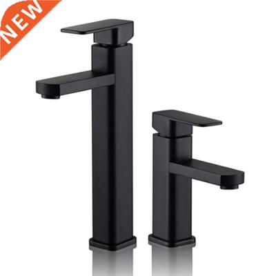 Bathroom Black Paint Square Basin Faucet Single Handle