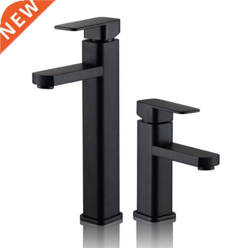 Bathroom Black Paint Square Basin Faucet Single Handle