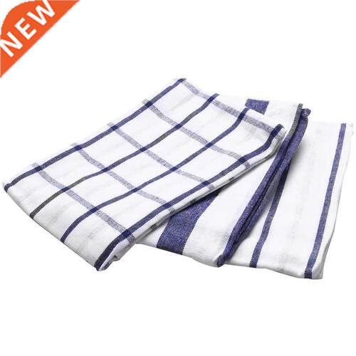 3Piece High Quality Blue White Plaid Striped Tea Towel