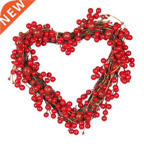 Heart Wreath Red Berries Garland Party Indoor Hanging Wall F